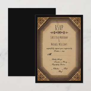 Elegante Gotische Deco Frame Kroonlijsten Huwelijk Kaart