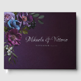 Elegante gotische donkere bloem bruiloft gastenboek