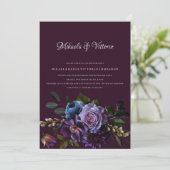 Elegante gotische donkere bloem bruiloft kaart (Staand voorkant)