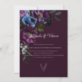 Elegante gotische donkere bloem bruiloft kaart (Voorkant)