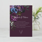 Elegante gotische donkere bloem bruiloft kaart (Staand voorkant)