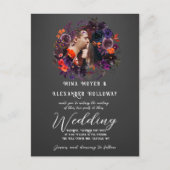 Elegante Gotische Donkere Bloemen Foto QRC Bruilof Briefkaart (Voorkant)