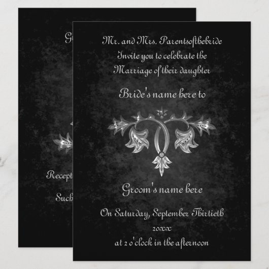 Elegante gotische donkere romance bruiloft 6,5" x kaart (Voorkant / Achterkant)