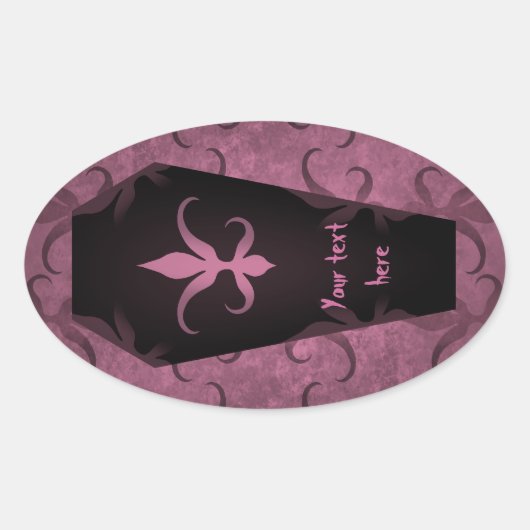 Elegante gotische doodskist Halloween gunstiklabel Ovale Sticker (Voorkant)
