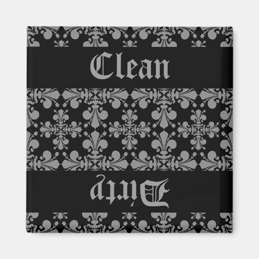 Elegante gotische fleur de lis damast schoon vies magneet (Voorkant)