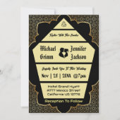 Elegante Gotische Gouden QR Code Huwelijksuitnodig Kaart (Voorkant)