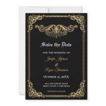 Elegante gotische gouden trouw 'save the date'