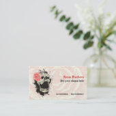 Elegante gotische grunge schedel en rode roos op m visitekaartje (Staand voorkant)