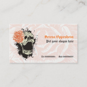 Elegante gotische grunge schedel & oranje roos op visitekaartje