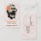 Elegante gotische grunge schedel & oranje roos op  visitekaartje (Voorkant / Achterkant)