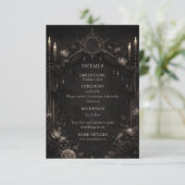 Elegante gotische halloween bruiloft informatiekaartje (Staand voorkant)