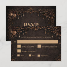 Elegante gotische halloween bruiloft RSVP kaart