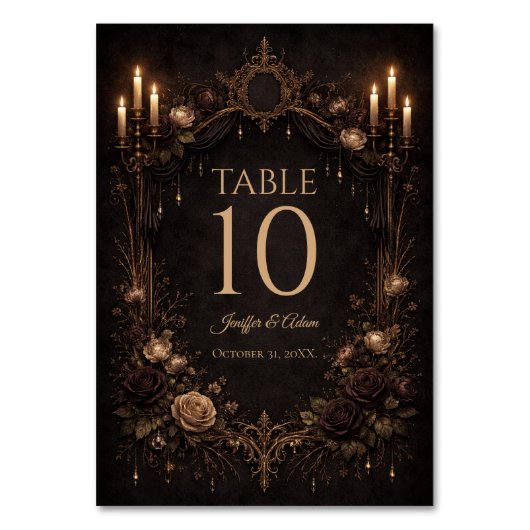 Elegante Gotische Halloween Bruiloft Tafelnummer (Voorkant)