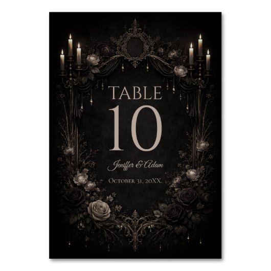 Elegante Gotische Halloween Bruiloft Tafelnummer (Voorkant)