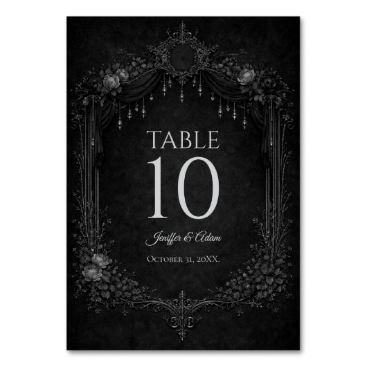 Elegante Gotische Halloween Bruiloft Tafelnummer (Voorkant)
