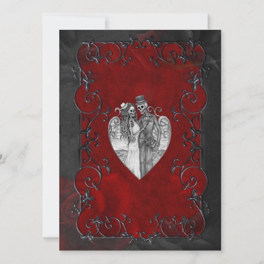 Elegante gotische halloween bruiloft uitnodiging (Achterkant)