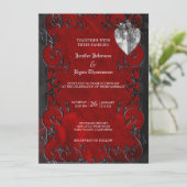 Elegante gotische halloween bruiloft uitnodiging (Staand voorkant)