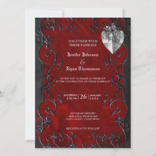 Elegante gotische halloween bruiloft uitnodiging (Voorkant)