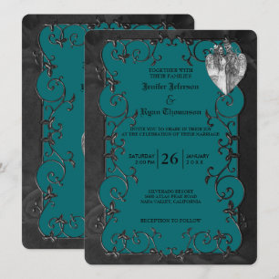 Elegante gotische halloween bruiloft uitnodiging