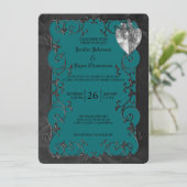 Elegante gotische halloween bruiloft uitnodiging (Staand voorkant)
