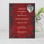 Elegante gotische halloween bruiloft uitnodiging (Staand voorkant)