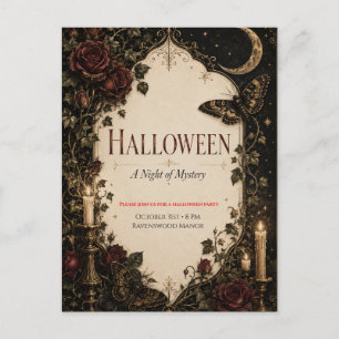 Elegante Gotische Halloween-feestviering Briefkaart