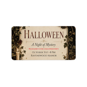 Elegante Gotische Halloween-feestviering Etiket