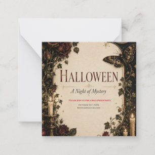 Elegante Gotische Halloween-feestviering Notitiekaartje