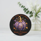 Elegante Gotische Halloween Merry Fright Familie F Feestdagenkaart (Staand voorkant)
