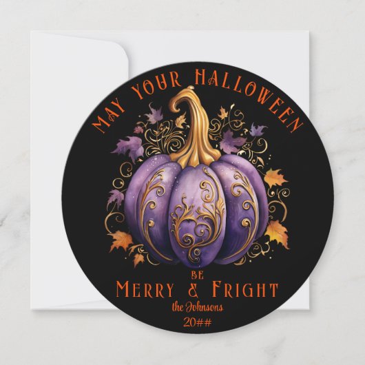 Elegante Gotische Halloween Merry Fright Familie F Feestdagenkaart (Voorkant)