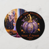 Elegante Gotische Halloween Merry Fright Familie F Feestdagenkaart (Voorkant / Achterkant)