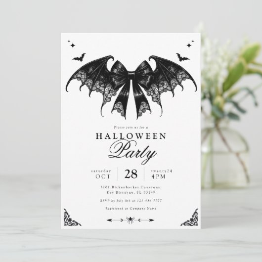 Elegante Gotische Halloween Party Uitnodiging (Staand voorkant)