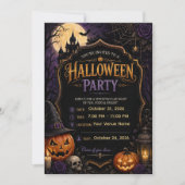 🎃 Elegante Gotische Halloween Soiree Uitnodiging (Voorkant)