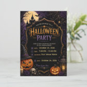 🎃 Elegante Gotische Halloween Soiree Uitnodiging (Staand voorkant)