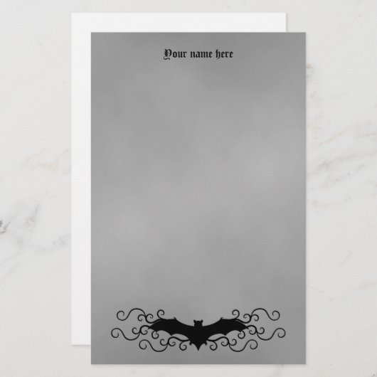 Elegante Gotische Halloween vleermuis en wervelt o Briefpapier (Voorkant / Achterkant)