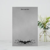 Elegante Gotische Halloween vleermuis en wervelt o Briefpapier (Staand voorkant)