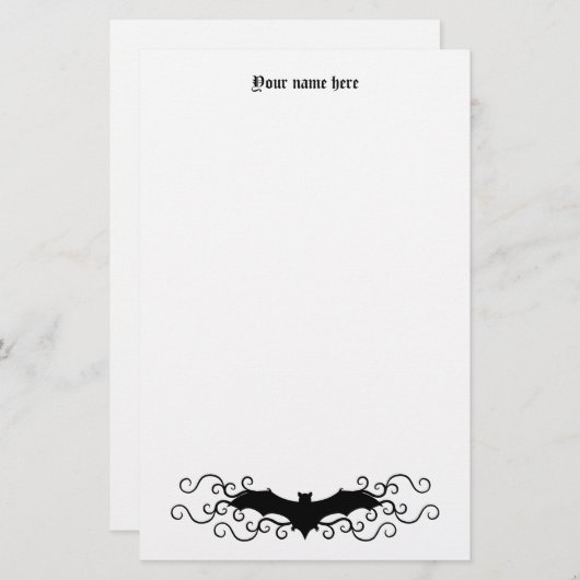 Elegante Gotische Halloween vleermuis en wervelt w Briefpapier (Voorkant / Achterkant)