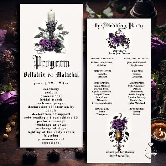 Elegante Gotische Kaars Diepe Amethist Paarse Roos