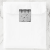 Elegante Gotische Kant Posh Bruiloft Envelop Seal Vierkante Sticker (Tas)