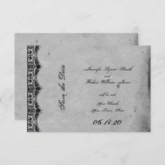 Elegante Gotische Kant Posh Bruiloft Save the Date (Voorkant / Achterkant)