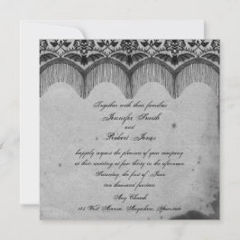 Elegante Gotische Kant Posh Bruiloft uitnodiging