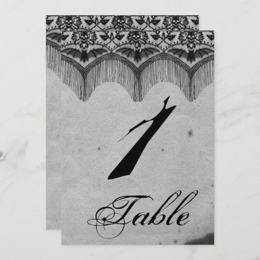 Elegante Gotische Kant Poshe Tafelnummer Bruiloft (Voorkant / Achterkant)