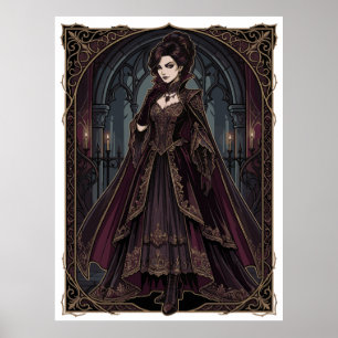 Elegante Gotische Koningin Victoriaanse Donkere Ku Poster