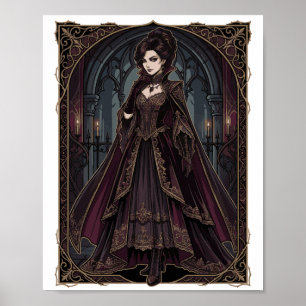 Elegante Gotische Koningin Victoriaanse Donkere Ku Poster