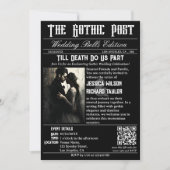 Elegante Gotische Krant Foto Zwart Bruiloft Kaart (Voorkant)