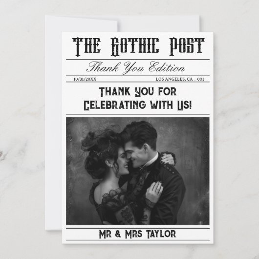 Elegante Gotische krantenfoto dank u Kaart (Voorkant)