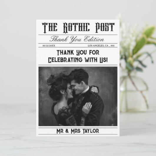 Elegante Gotische krantenfoto dank u Kaart (Staand voorkant)