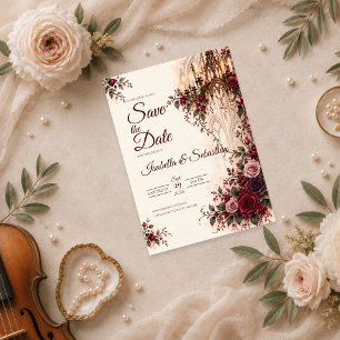 Elegante Gotische Kroonluchter Bruiloft Save The Date