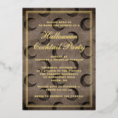 Elegante Gotische Maan Halloween Cocktailparty Folie Uitnodiging (Voorkant)