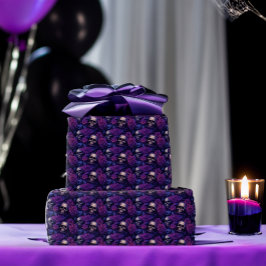 Elegante Gotische Macabre Skulls & Rozen Bruiloft Cadeaupapier